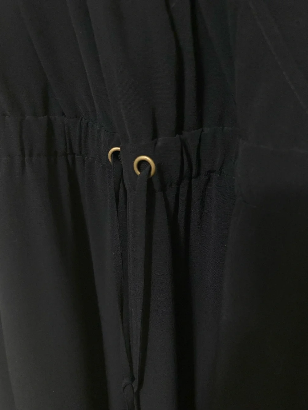 Eileen Fisher Black Slouchy Sleeveless Vneck Cropped Jumpsuit Drawstring Waist M
